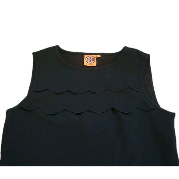 Tory Burch Black Scallop Sleeveless Top Size 2 Classic Tank Blouse Workwear - Picture 2 of 10